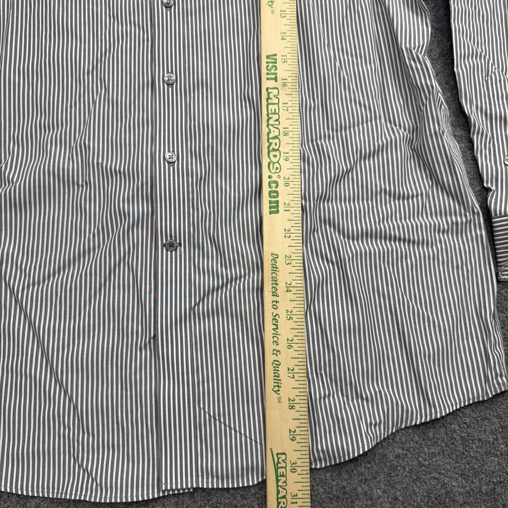 Ryan Seacrest Distinction Men 17.5 Gray Stripe Slim Fit Button Shirt Non iron - Picture 5 of 7